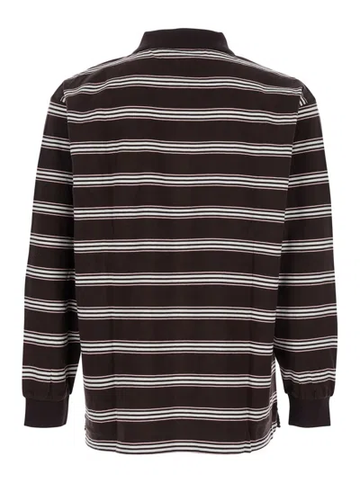 Dunst Brown Sweater With All-over Striped Motif And Front Logo In Cotton Woman In Brown
