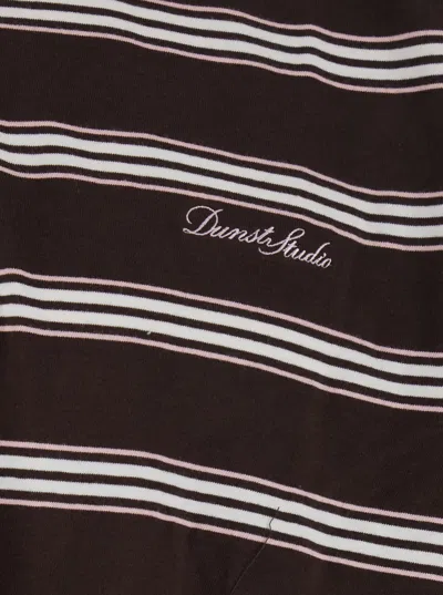 Dunst Brown Sweater With All-over Striped Motif And Front Logo In Cotton Woman In Brown