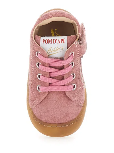 Pom D'api Pink Sneaker With Logo Printed On The Tongue In Rubber Baby In Pink