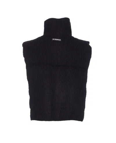 Pinko Cipro Knitted Neck Warmer With Zip In Black