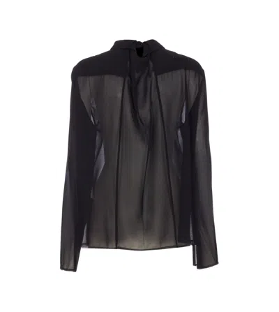 Mm6 Maison Margiela Sheer Fabric Button-down Shirt With Regular Collar In Black