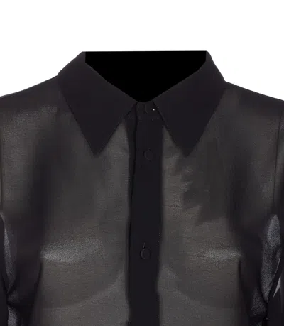 Mm6 Maison Margiela Sheer Fabric Button-down Shirt With Regular Collar In Black