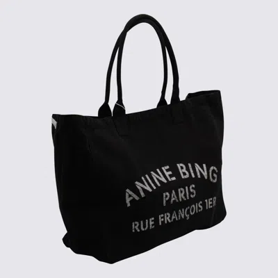Anine Bing Leo Logo Printed Tote Bag In Black