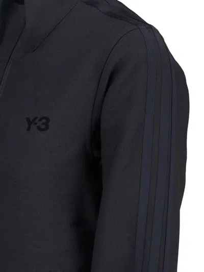 Y-3 High Collar Long Sleeve Sweatshirt Jacket In Black