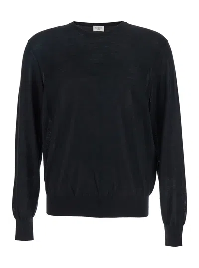 Saint Laurent Black Crewneck Sweater With Cassandre In Cashmere Man In Multi