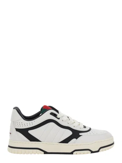 Gucci Reweb Black And White Low Top Sneakers With Web Detail On The Tongue And Logo Patch On The Rear In L In Multi