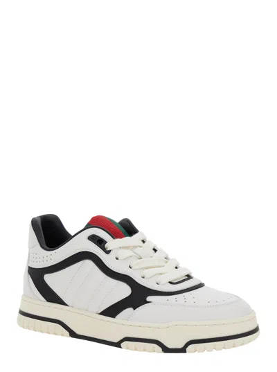 Gucci Reweb Black And White Low Top Sneakers With Web Detail On The Tongue And Logo Patch On The Rear In L In Multi
