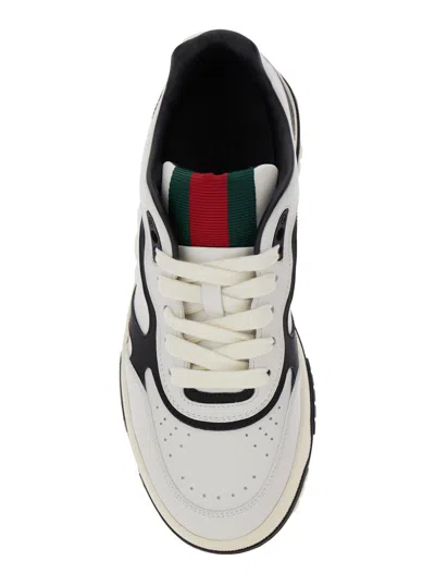 Gucci Reweb Black And White Low Top Sneakers With Web Detail On The Tongue And Logo Patch On The Rear In L In Multi