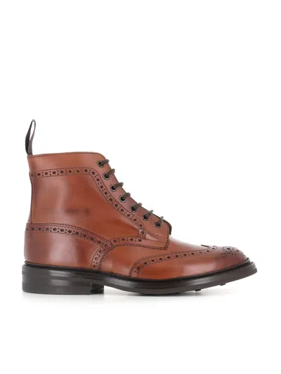 Tricker's Stow Burnished Brogue Boots In Brown
