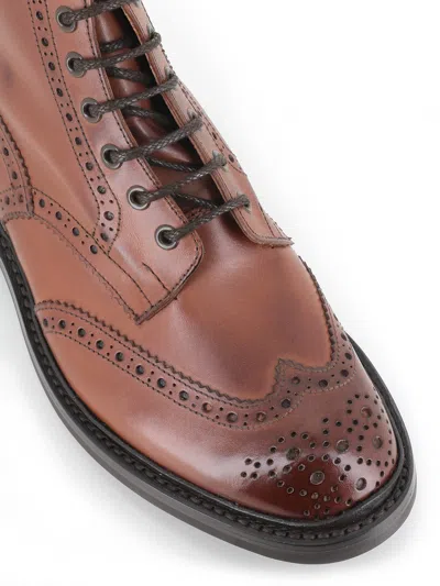Tricker's Stow Burnished Brogue Boots In Brown