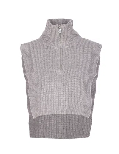 Pinko Cipro Knitted Neck Warmer With Zip In Gray