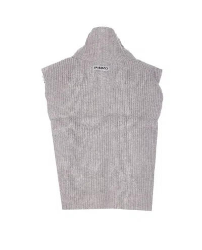 Pinko Cipro Knitted Neck Warmer With Zip In Gray