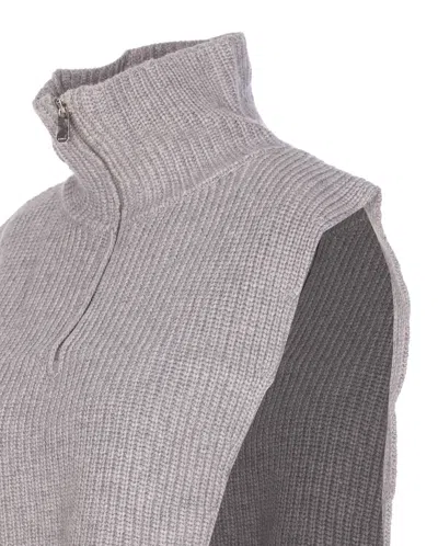 Pinko Cipro Knitted Neck Warmer With Zip In Gray