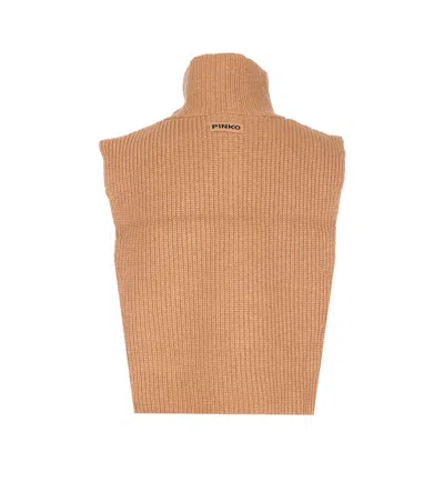 Pinko Cipro Knitted Neck Warmer With Zip In Brown