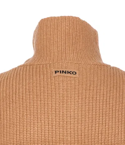 Pinko Cipro Knitted Neck Warmer With Zip In Brown