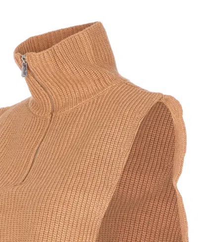 Pinko Cipro Knitted Neck Warmer With Zip In Brown