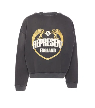 Represent Washed-effect Black Cotton Sweatshirt In Gray