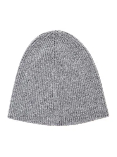 Saint Laurent Grye Beanie With Logo Patch In Cashmere Man In Gray