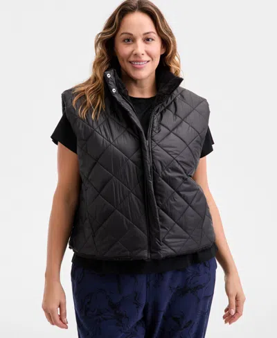 Id Ideology Plus Size Relaxed Zip-front Sherpa Vest, Macy's Exclusive In Multi