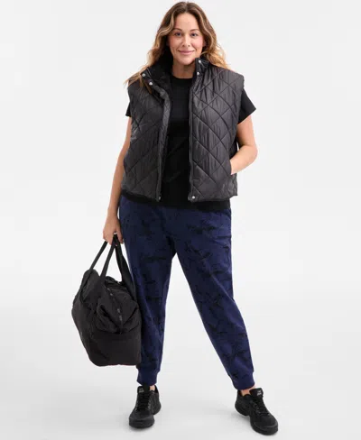 Id Ideology Plus Size Relaxed Zip-front Sherpa Vest, Macy's Exclusive In Multi