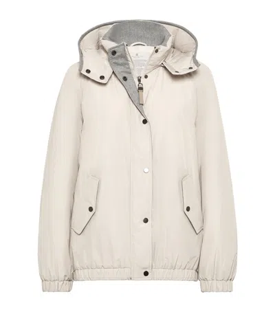 Brunello Cucinelli Techno Cotton Puffer Jacket In Neutral