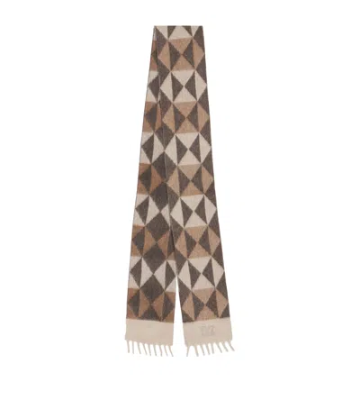 Max Mara Jacquard Cashmere Scarf In Green