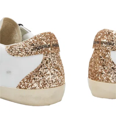 Golden Goose Super-star Distressed Suede-trimmed Glittered Leather Sneakers In White