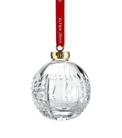 Waterford Elton John Crystal E Icon Bauble Ornament In Transparent