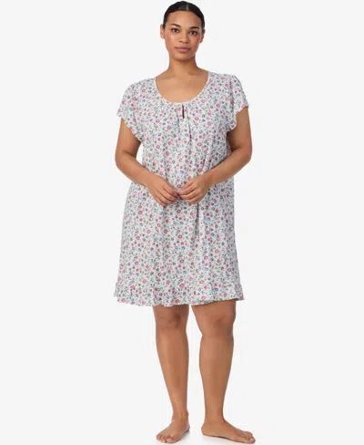 Ralph Lauren Plus Size Flutter Sleeve Short Sleepwear Gown In Multi