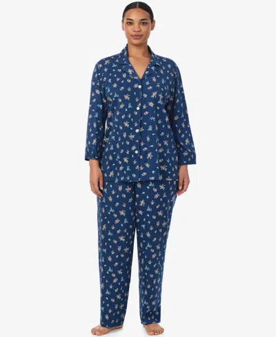 Ralph Lauren Plus Size 2-piece Pajama Top And Pant Set In Multi