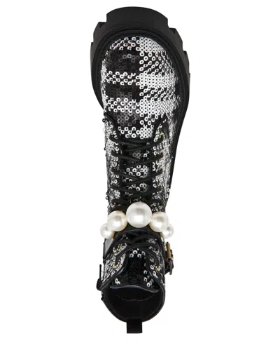 Betsey Johnson Women's Jonnie Embellished Combat Booties In Black