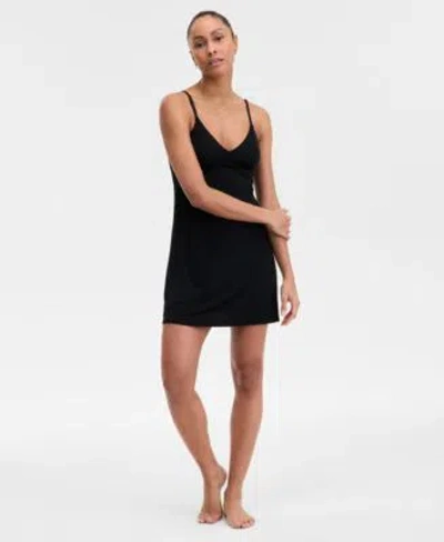 Inc International Concepts Women's Lace-inset Knit Chemise, Exclusively At Macy's In Black