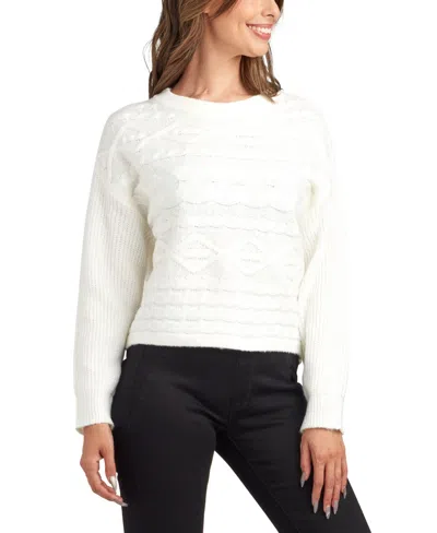 Bcx Juniors' Crewneck Pull On Sweater In White