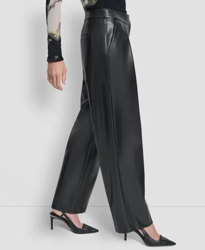 Dkny Women's Wide Leg Pleat Front Pant In Black