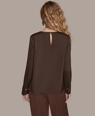Donna Karan Women's V-neck Embellished Top In Brown