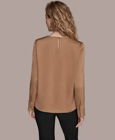 Donna Karan Women's V-neck Embellished Top In Brown