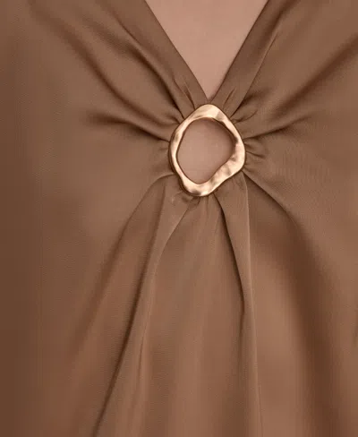 Donna Karan Women's V-neck Embellished Top In Brown
