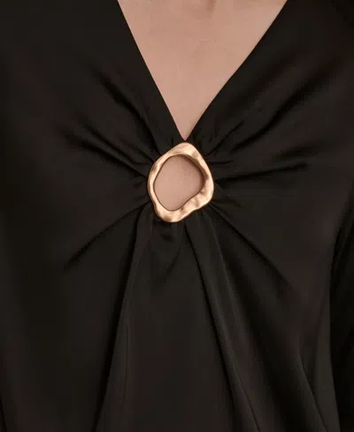 Donna Karan Women's V-neck Embellished Top In Black