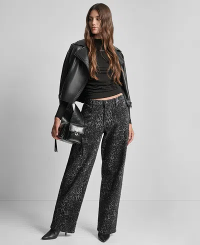 Dkny Jeans Mid Rise Relaxed Jeans In Black