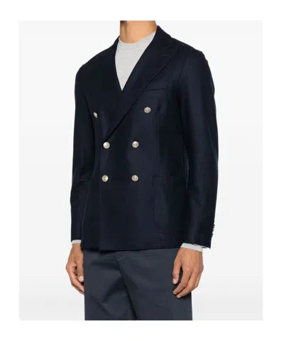 Eleventy Double-breasted Blazer In Blue