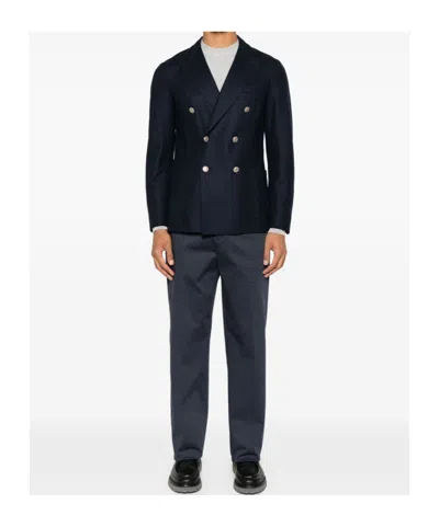 Eleventy Double-breasted Blazer In Blue