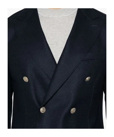 Eleventy Double-breasted Blazer In Blue