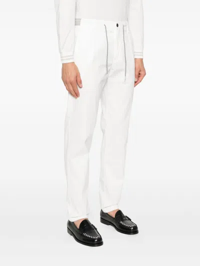 Eleventy Pleated Drawstring-waist Trousers In White