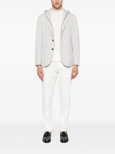 Eleventy Pleated Drawstring-waist Trousers In White