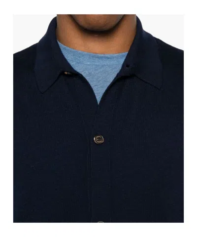 Eleventy Button-down Wool Shirt In Black