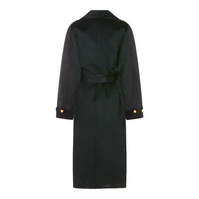 Elisabetta Franchi Black Coat With Notched Revers And Front Belt Closure In Wool Woman In Black