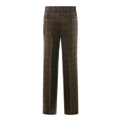 Incotex Checkered Straight Leg Trousers And Pockets In Brown