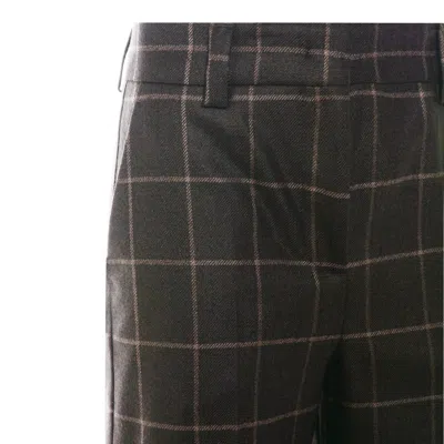 Incotex Checkered Straight Leg Trousers And Pockets In Brown