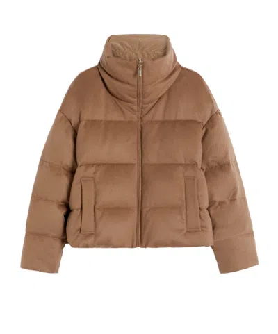 Max Mara Reversible Down Jacket In Camel And Water-repellent Taffeta In Neutral