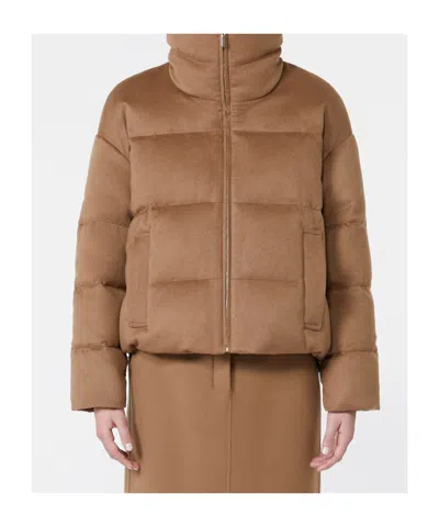 Max Mara Reversible Down Jacket In Camel And Water-repellent Taffeta In Neutral